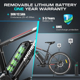 Ancheer 26'' Electric Mountain Bike For Adult, 36v 10.4ah Removable Lithium-Ion